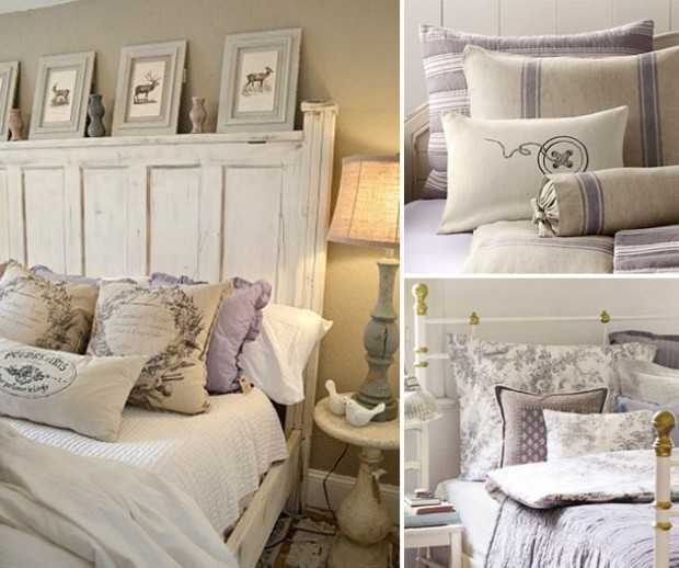 Деревянная кровать с бело-фиолетовым постельным бельем Деревянная кровать с бело-фиолетовым постельным бельем