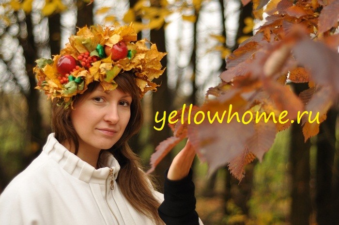 Як зробити вінок на голову з осіннього листя, яблук і рябини: покроковий майстер-клас 1 - Int Mebel