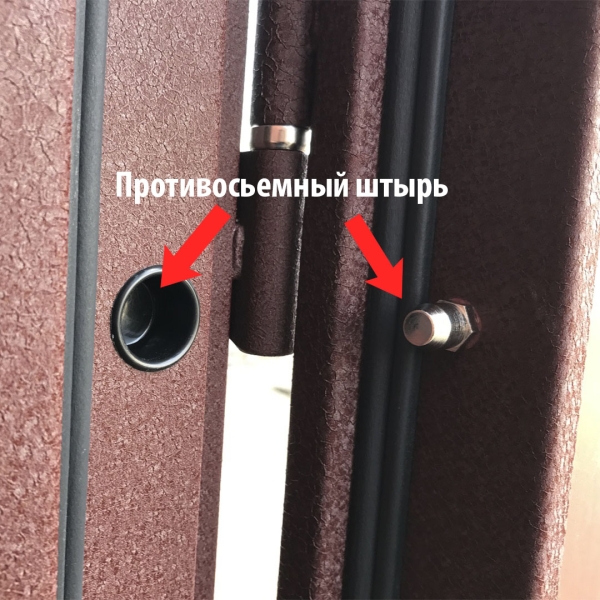 Протизнімний штир на торці дверей