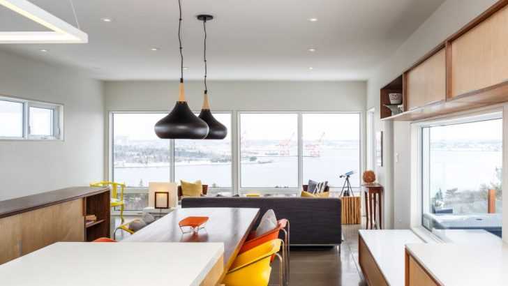 Сучасний трьохповерховий котедж на скелястому узбережжі 9 - Int Mebel Столовая-гостиная в коттедже