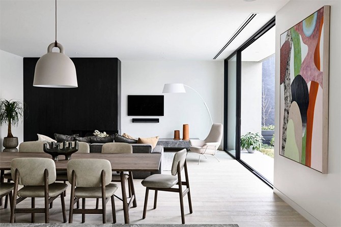 Сучасний особняк у стилі мінімалізму: гра контрастів і затишок 4 - Int Mebel gostinaya-stolovaya