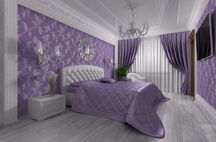 спальня у фіолетових тонах