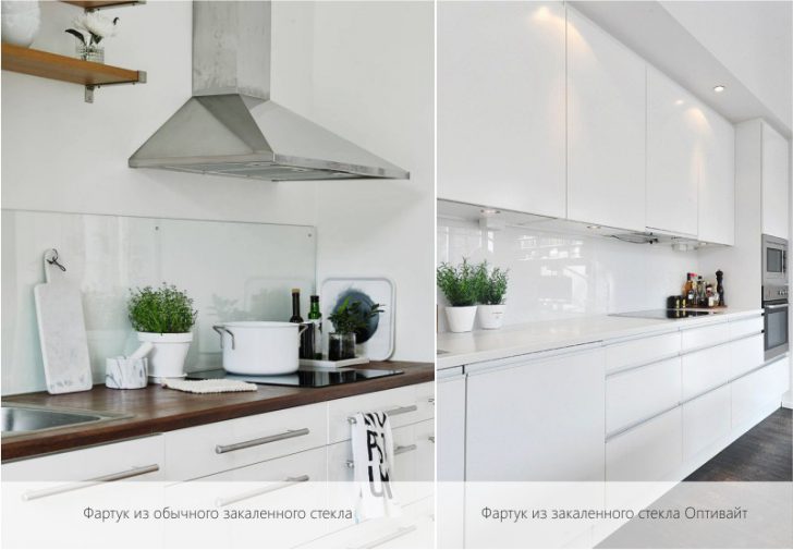 Optiwhite ідеально передає білий та світлі відтінки на фартуху Кухонний фартух з білим малюнком на склі Optiwhite