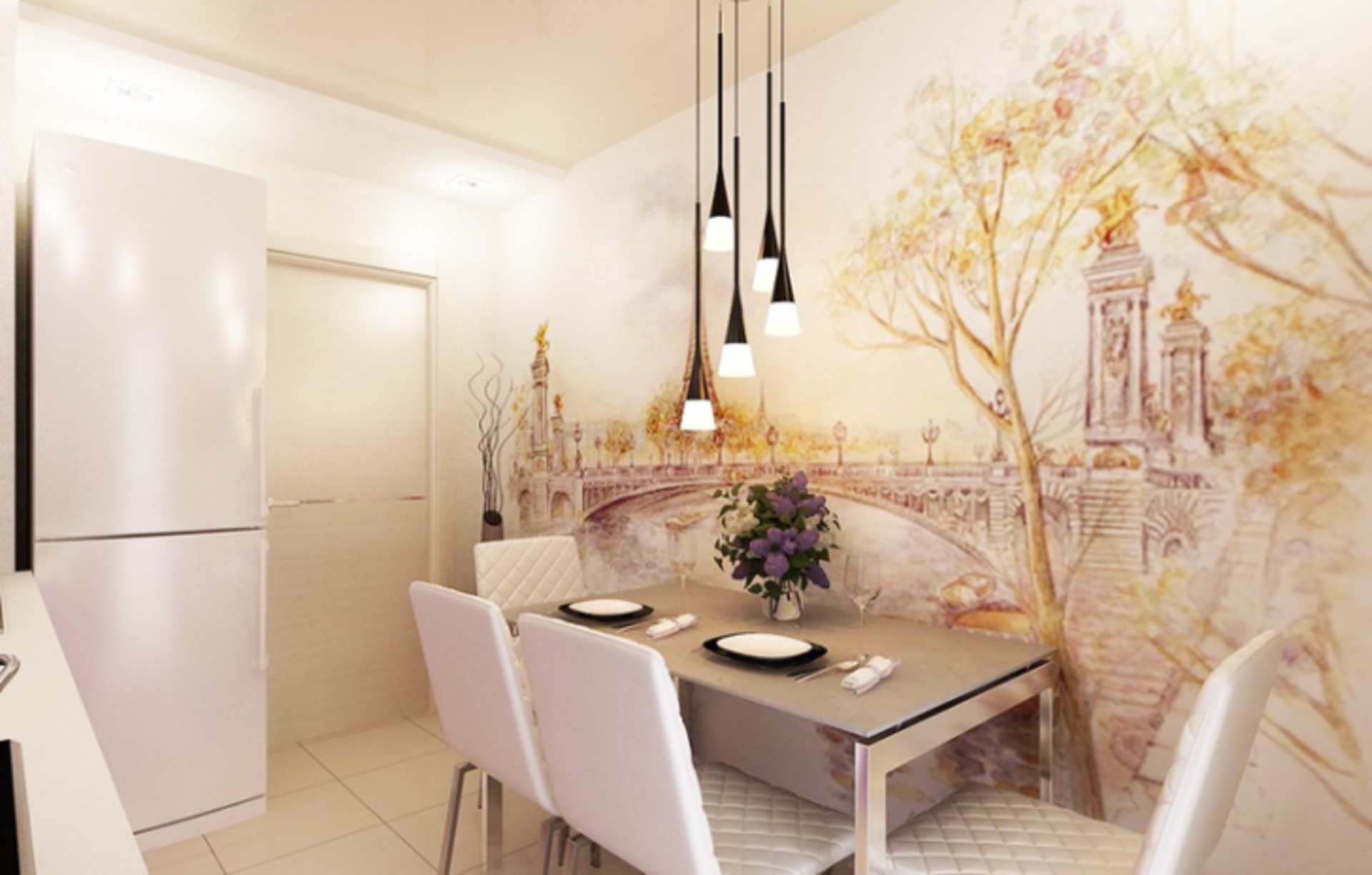 Витончені фрески в прикрасі кухонного інтер'єру 8 - Int Mebel фрески на кухні