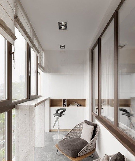 Варіанти затишного дизайну балкона з панорамним склінням 15 - Int Mebel дизайн панорамного балкона